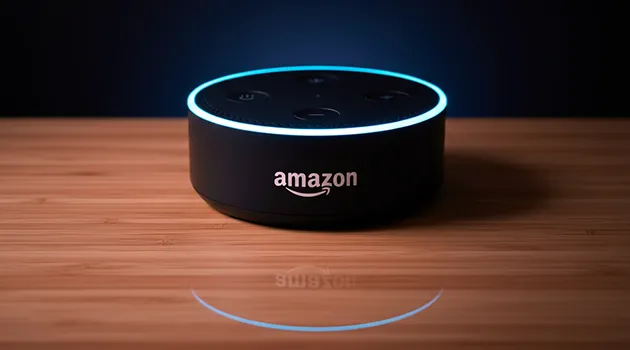 Amazon Alexa smart speaker in living room