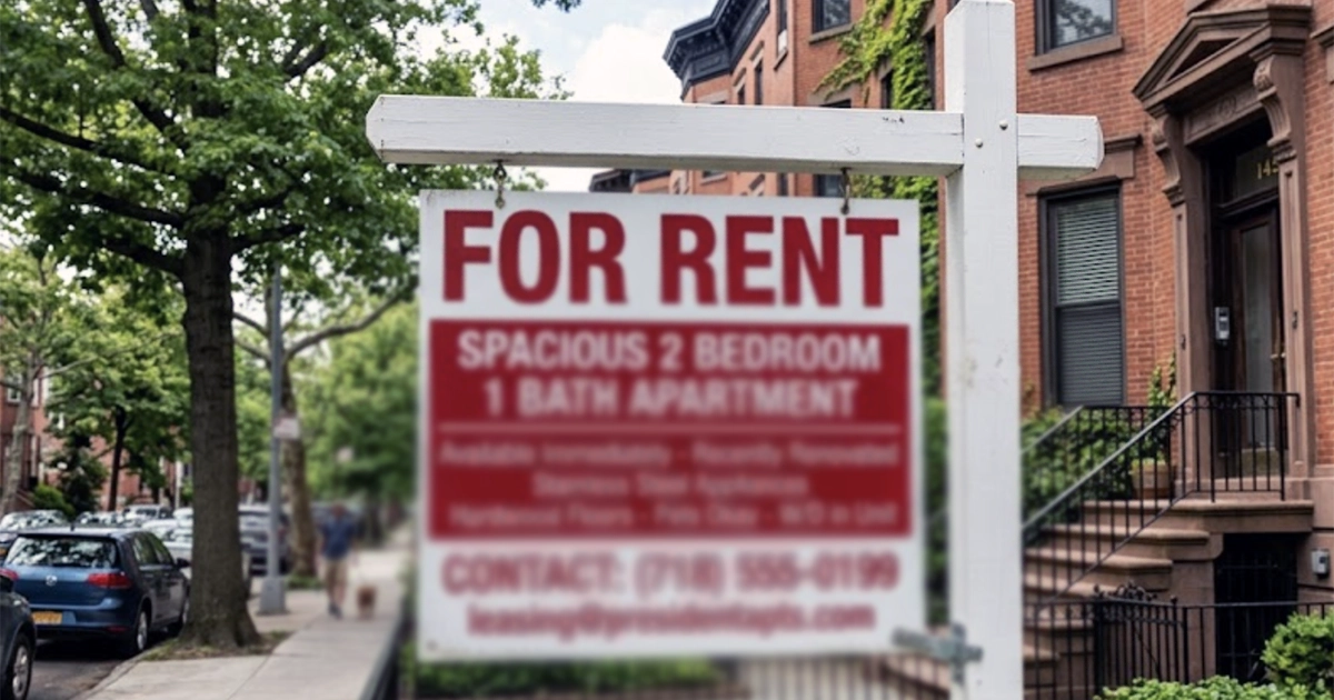 A For Rent sign outside a residential property — the National Tenant Network FCRA class action settlement over eviction-history postcards mailed to landlords