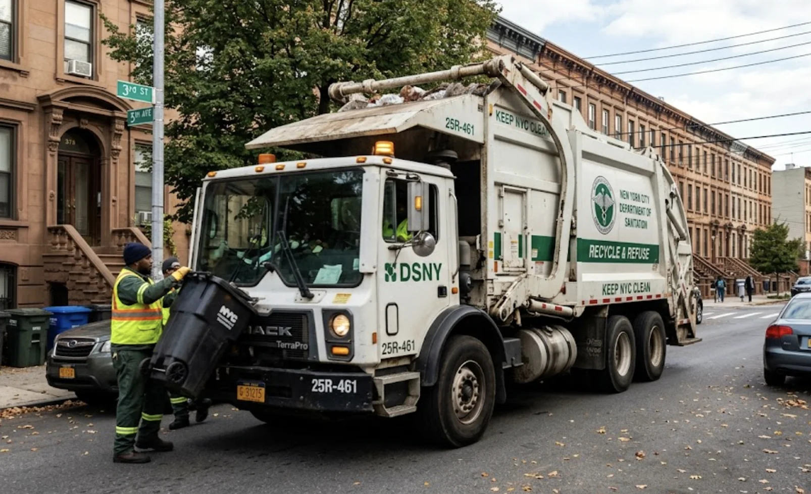 Bagged trash on a New York City curb — DSNY Sanitation Officer unpaid overtime class action lawsuit