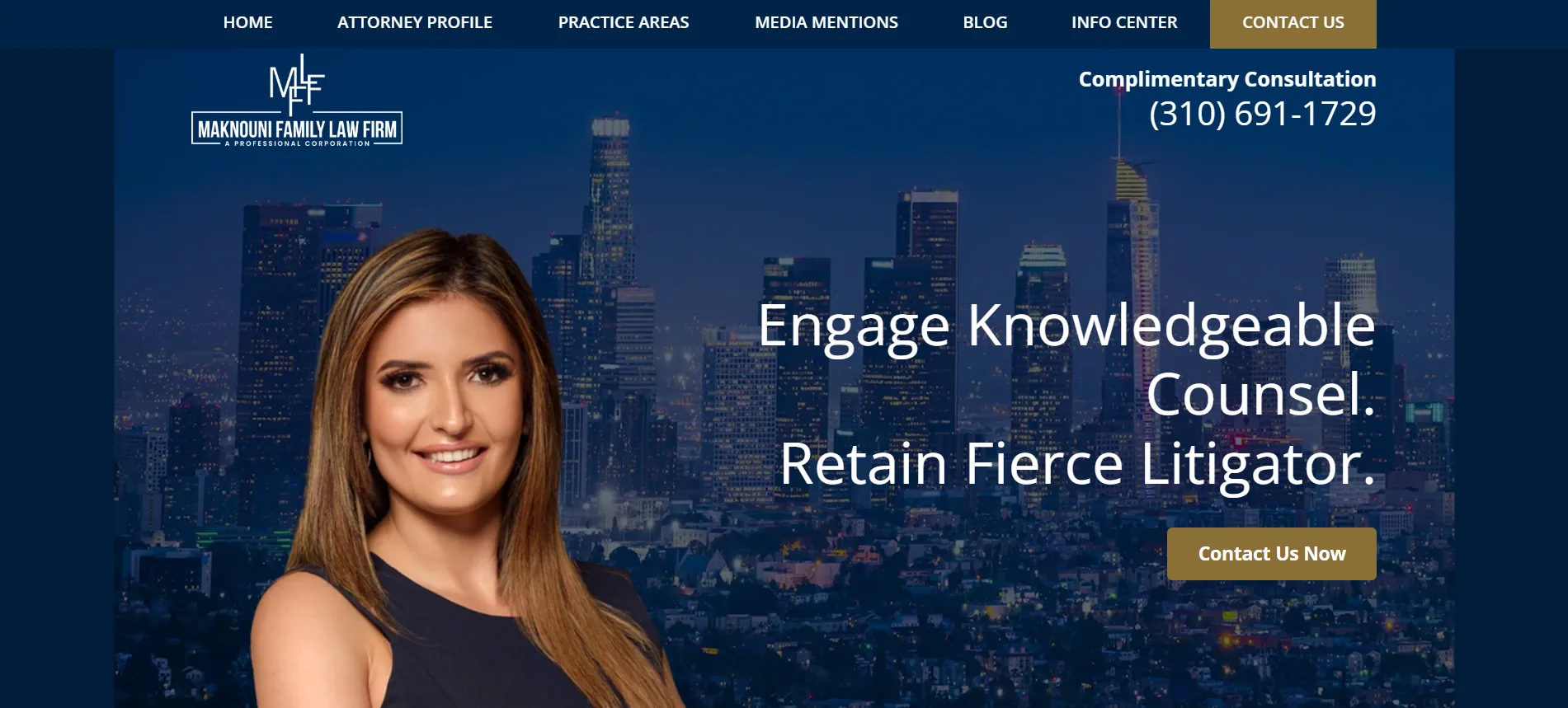 Maknouni Family Law Firm homepage — a female-led Beverly Hills divorce boutique