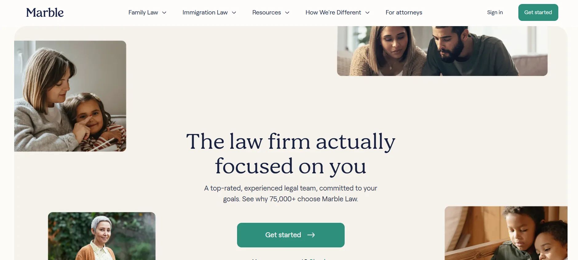 Marble Law homepage — a full-service law firm offering flat-fee California divorce representation