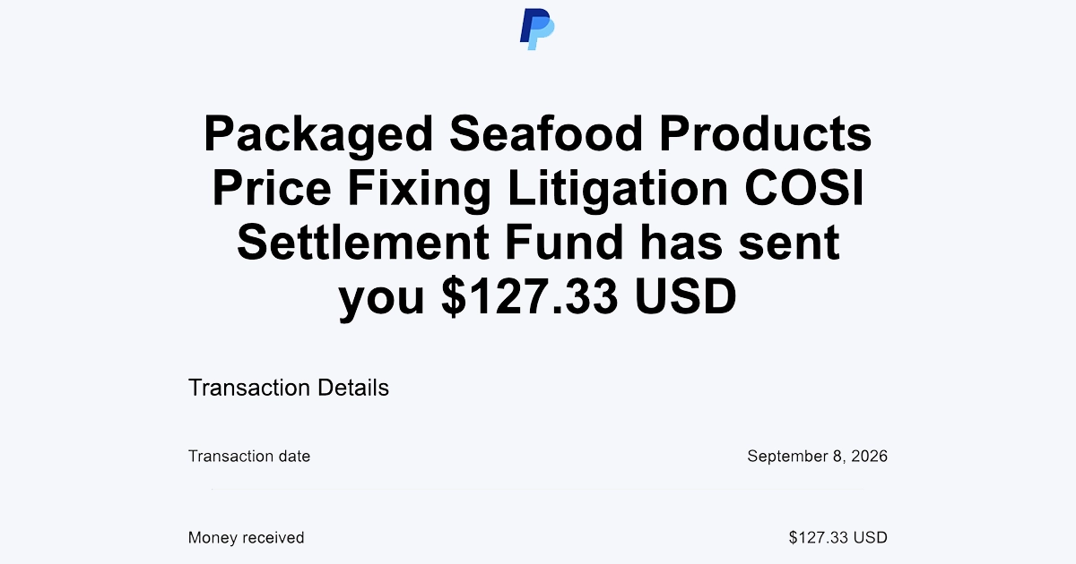Canned tuna price-fixing settlement payout