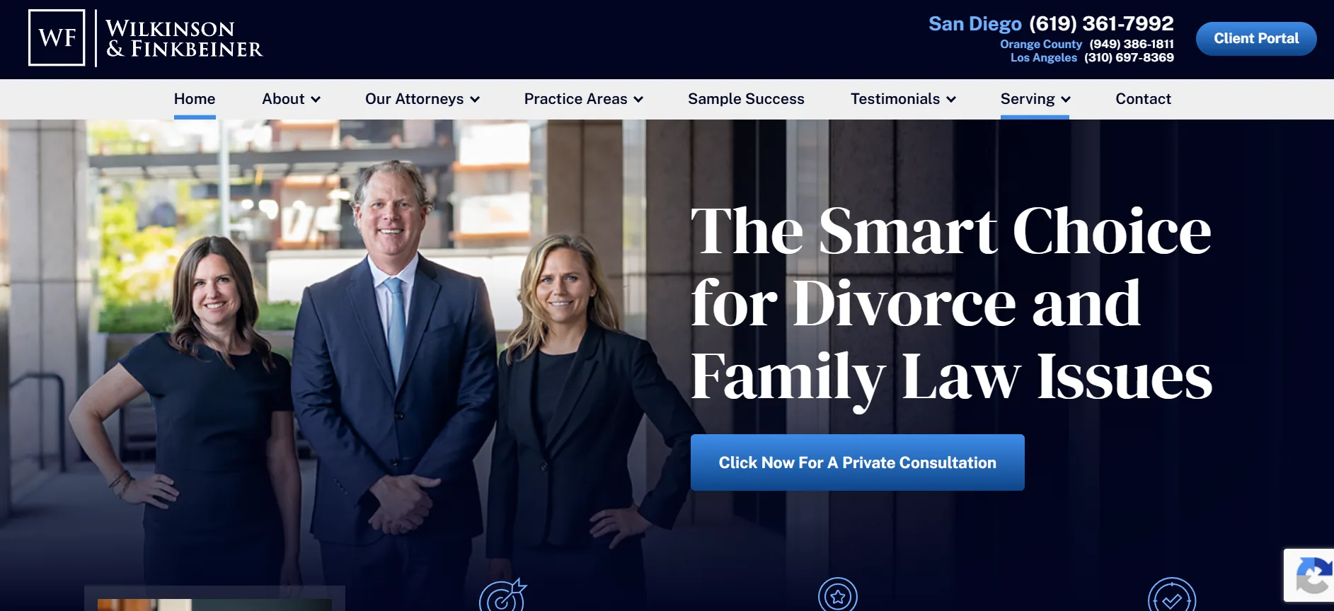 Wilkinson & Finkbeiner homepage — a statewide California family law firm